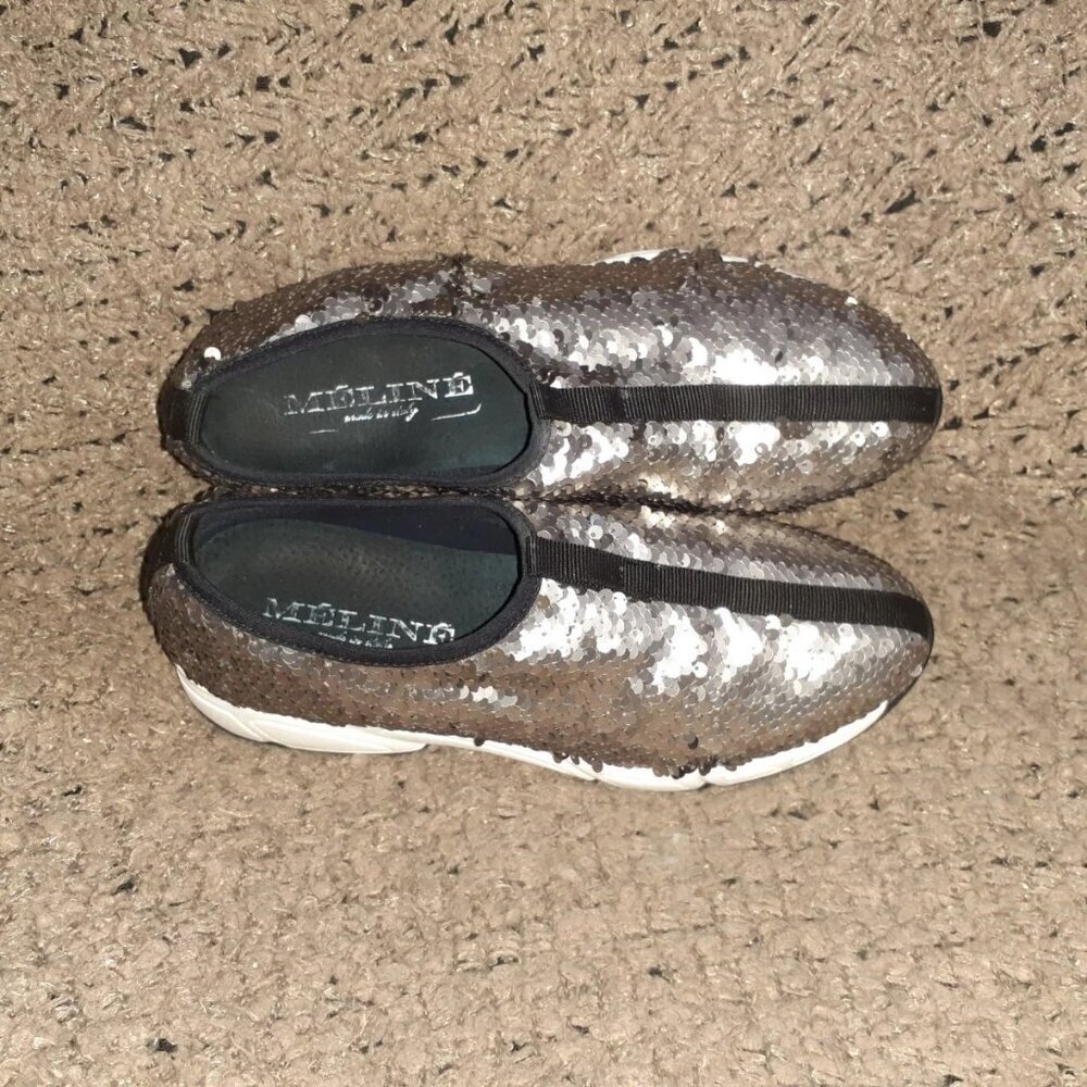 Méliné-MELINE-Black/Gray Sequins Loafers-Italy-Sz 38-Excellent - Picture 7 of 8